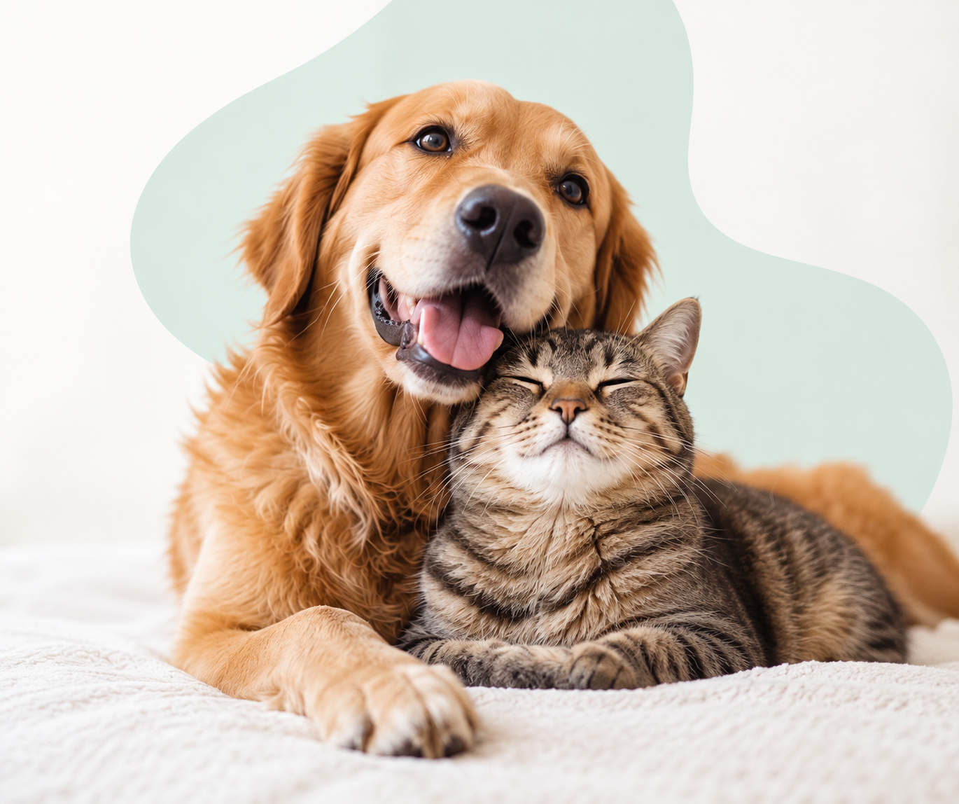 Golden Retriever and Tabby Cuddle
